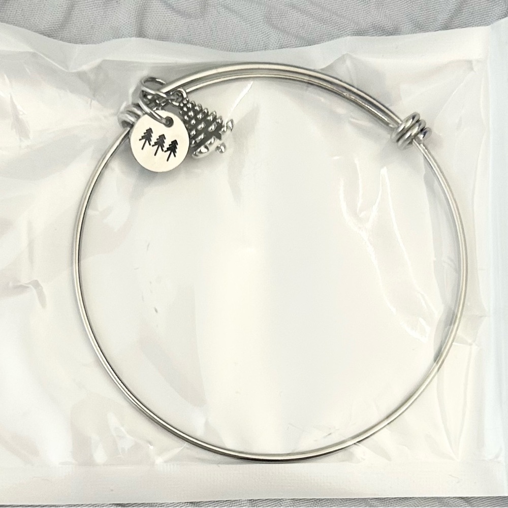 NEW Silver Bangle Bracelet with Pine Trees – Aspen Jewelry
